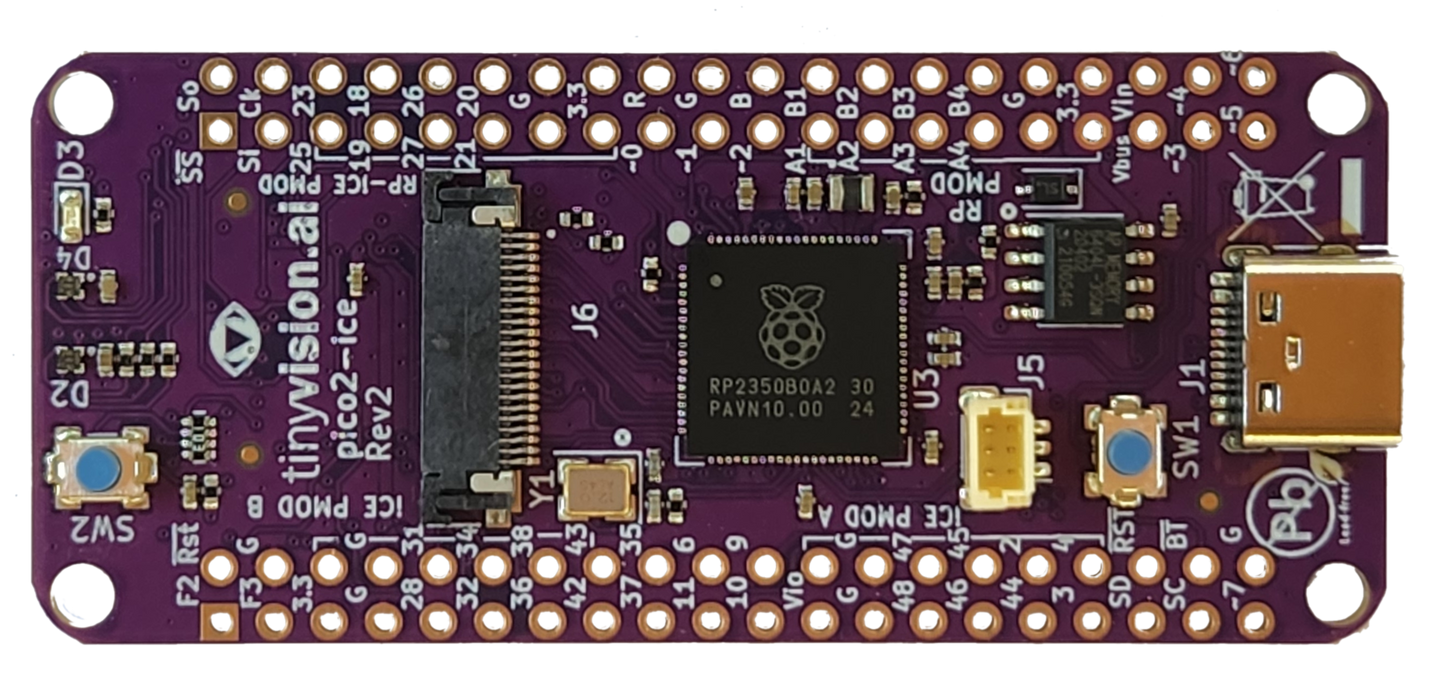 pico2-ice - Raspberry Pi 2350B Microcontroller Development Board with Lattice iCE40UP5K FPGA